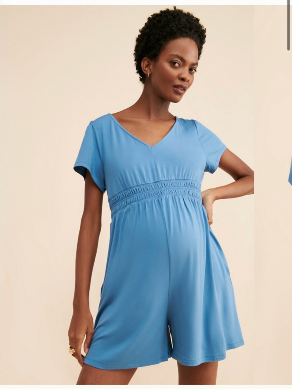Ingrid + Isabel The Knit Blue Romper maternity playsuit size small